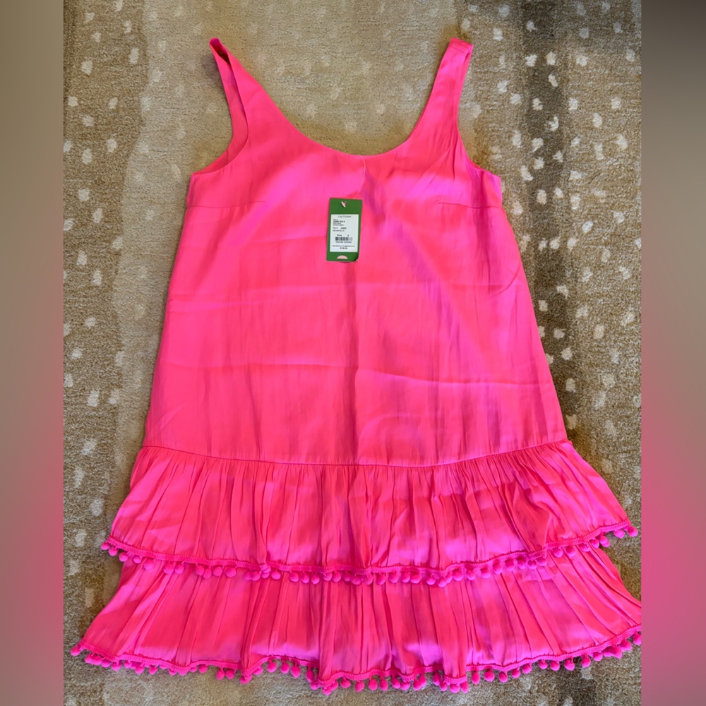 Bright Hot Pink Sleeveless Ruffle Dress